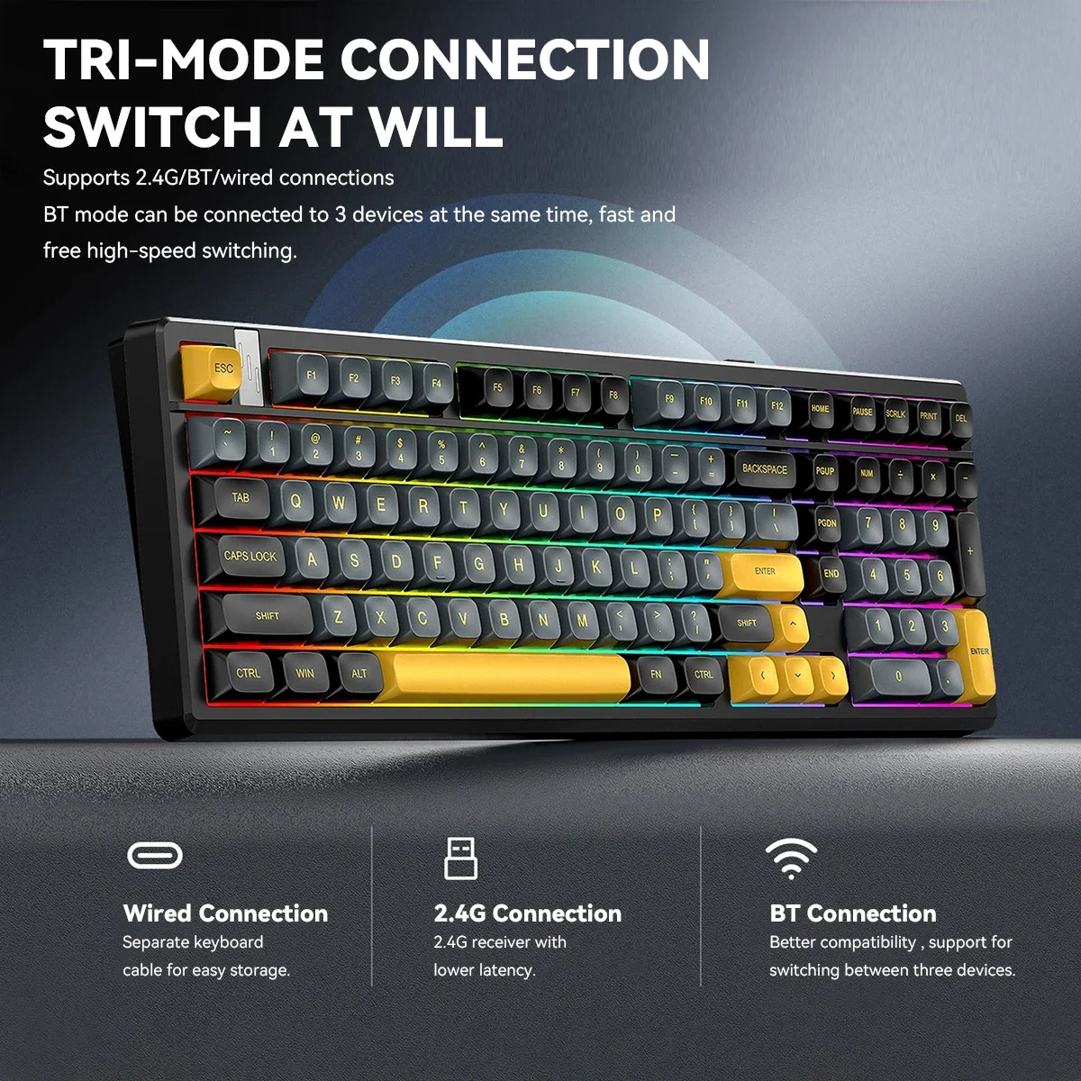 Gaming Keyboard Thocky - Tastiera da gioco meccanica wireless con